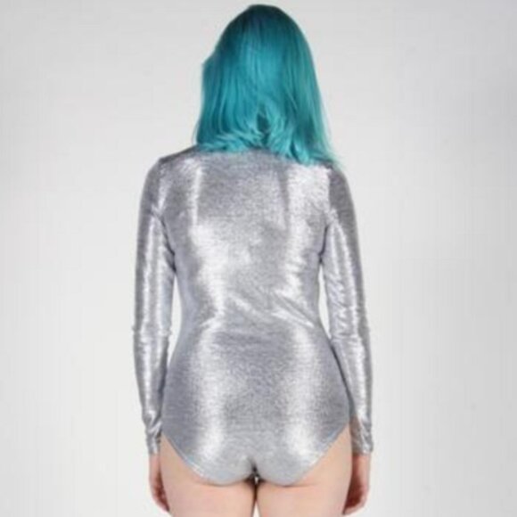 Birds of North America Metallic Silver Long Sleeve Bodysuit - Picture 3 of 7